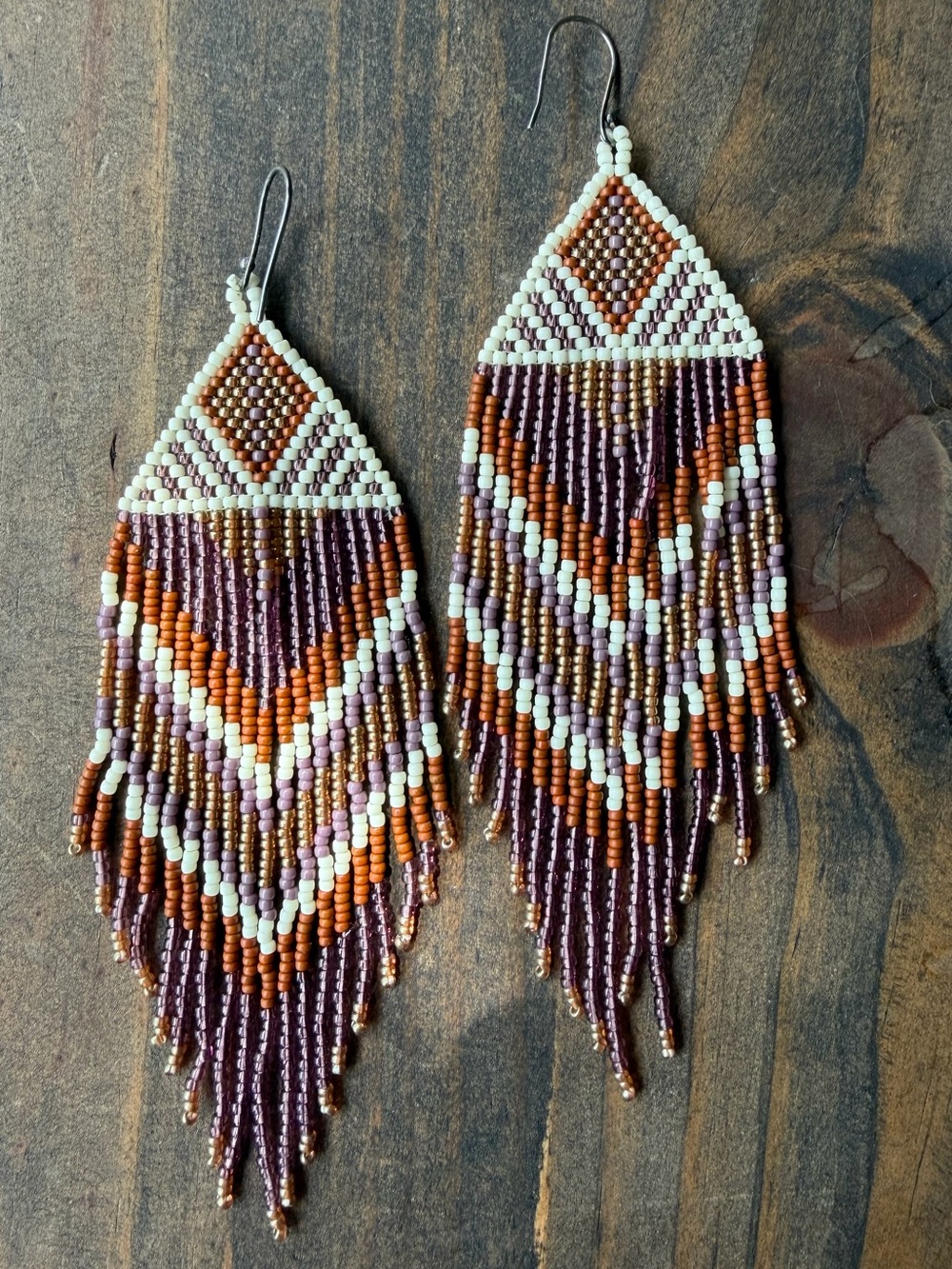 Handmade Seed Bead Fringe Earrings